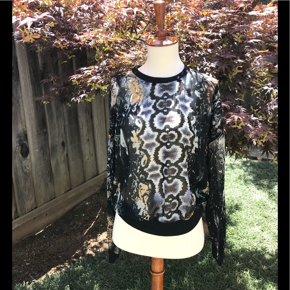 Cabi: (S) Lightweight Sheer Python Blouse
